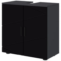 Mobile Sotto Lavabo Bagno 2 Ante 60x30x60 cm in Legno Nero