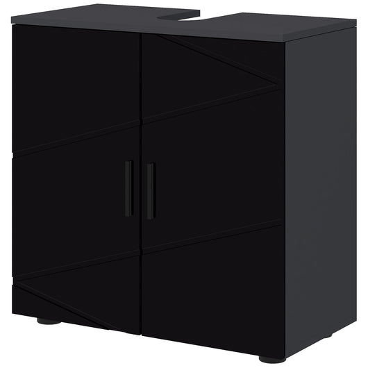 Mobile Sotto Lavabo Bagno 2 Ante 60x30x60 cm in Legno Nero
