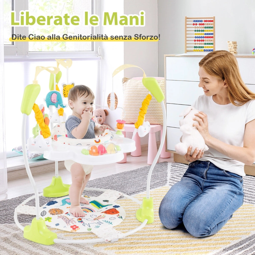 Centro attivit¨¤ per neonati con giocattoli interattivi vassoio musicale, Trottola per bambini regolabile in altezza Giallo