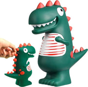 Dinosauro verde di plastica - T-Rex decorazione per camera per bambini - Cassa di risparmio per ragazzi o ragazze (grande)