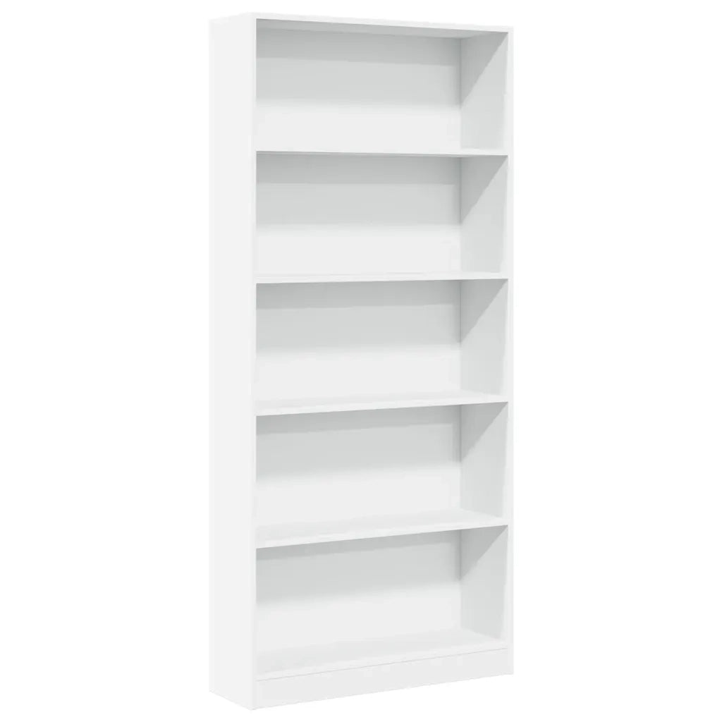 Libreria-Scaffale per Libri-Mobile di Stoccaggio Bianca 80x24x176 cm in Legno Multistrato