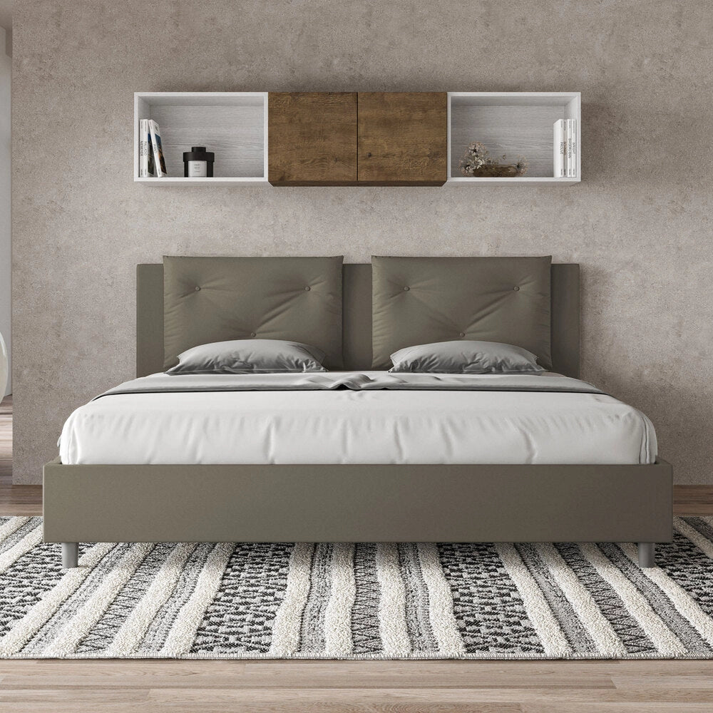 Letto Matrimoniale Extra Large 200x210 cm con Rete Appia Cappuccino