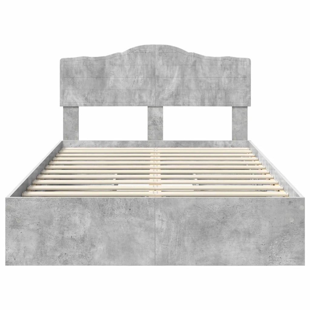 Letto con Contenitore con testiera Grigio cemento 135 x 190 cm 3413106