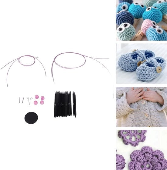 Set di aghi per maglia ergonomici con nastrino intercambiabile 3-6 mm con taschino di conservazione per il lavoro manuale e la maglia con indicazione della misura e aghi per maglia