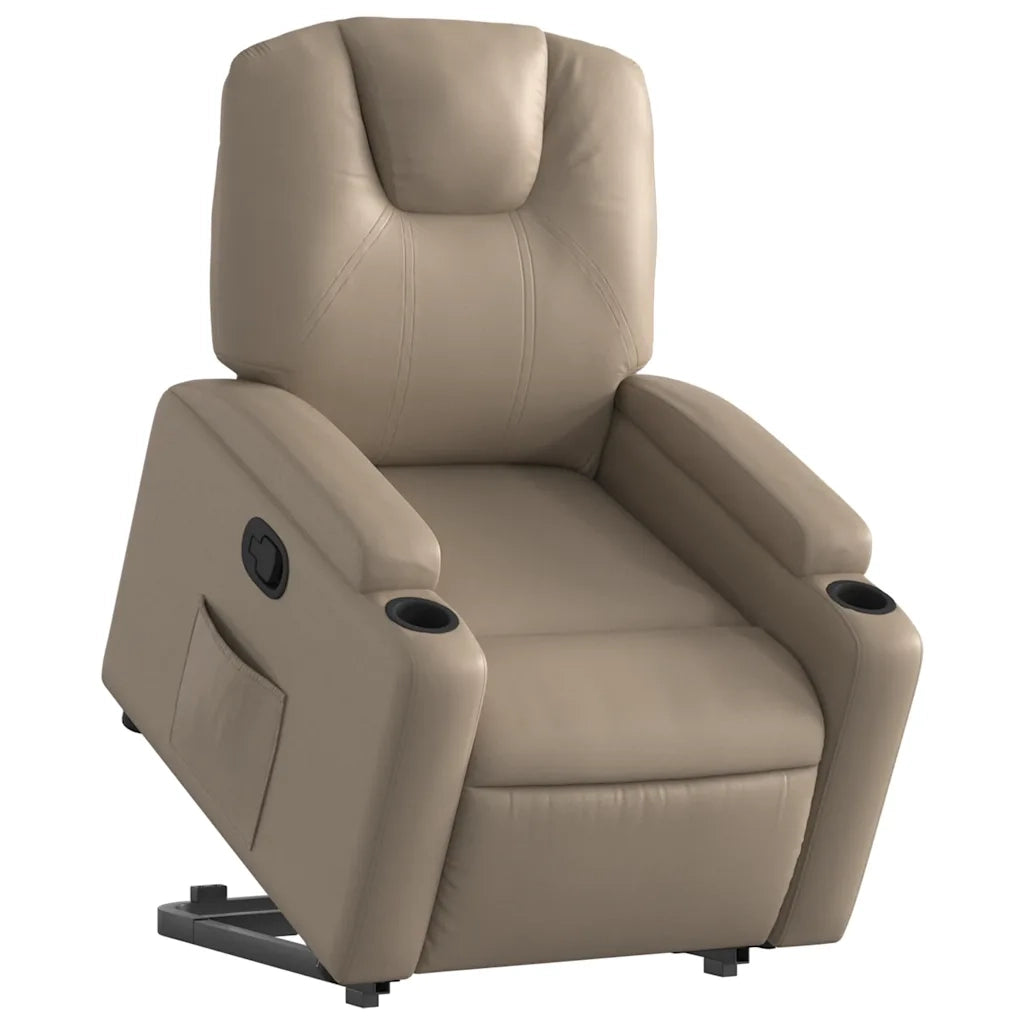 Poltrona | Sedia Relax Alzapersona Reclinabile Cappuccino in Similpelle