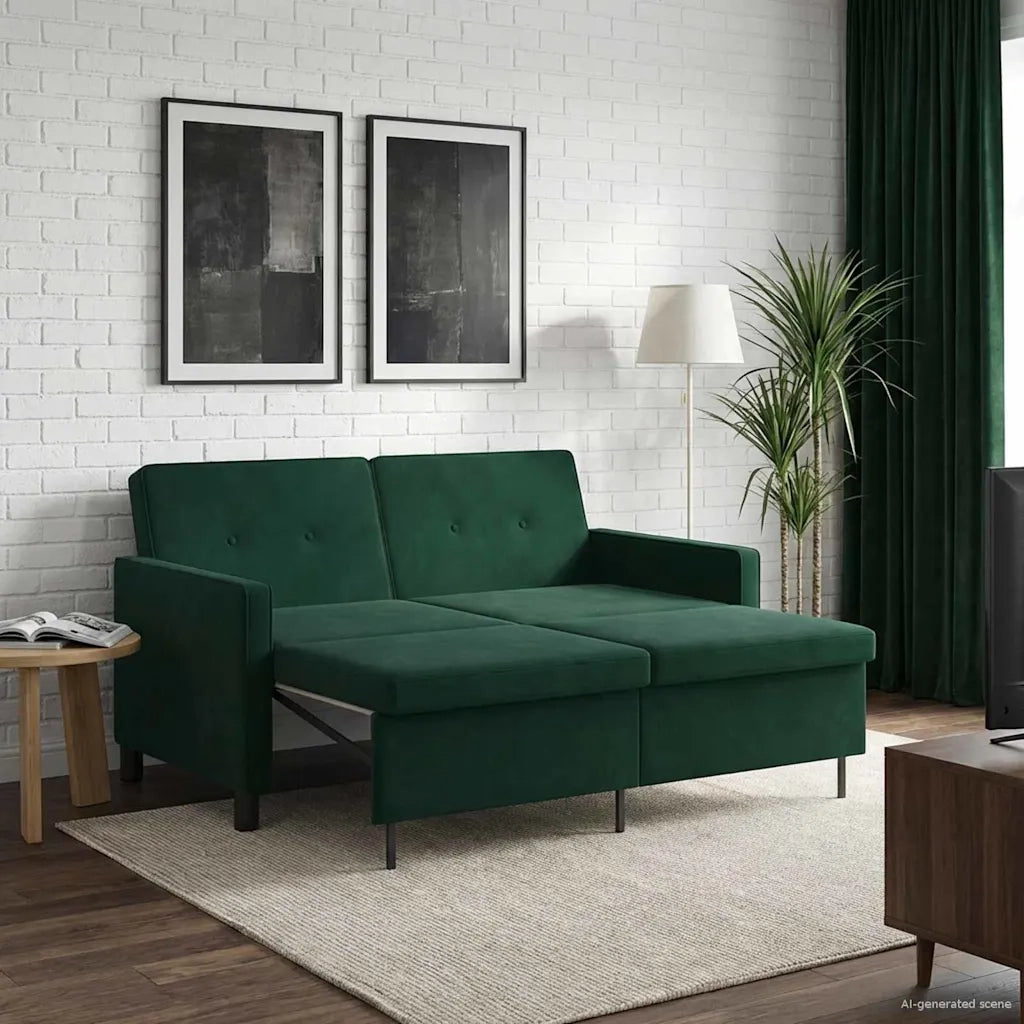 Divano letto | Sof¨¤ letto | Letto singolo Verde Scuro Tessuto
