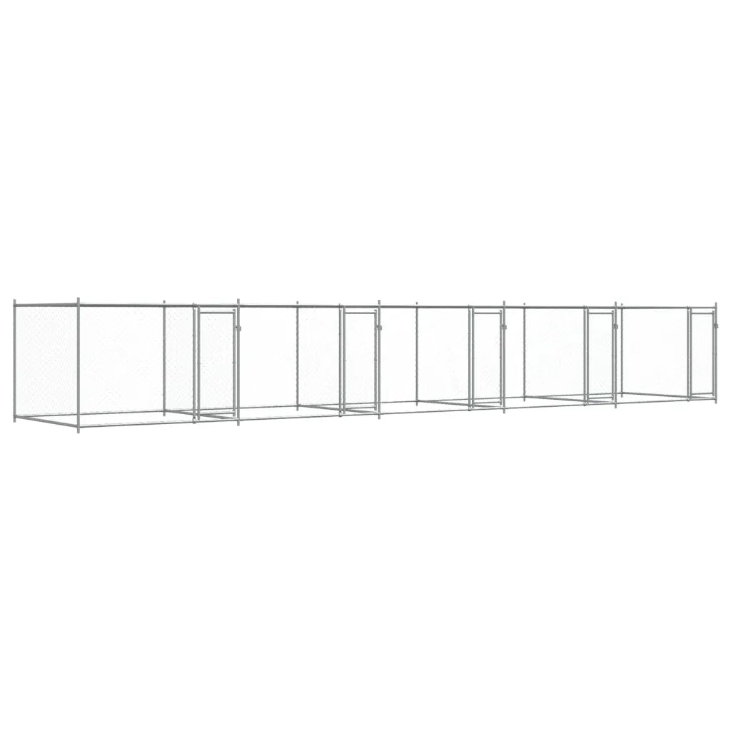 Gabbia per Cani con Porte Grigia 10x2x1,5 m in Acciaio Zincato