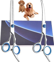 Serra per cani, serra curva, serra per peli cani e gatti, sicurezza, punta rotonda, serra per grooming, serra in acciaio inossidabile per cani e gatti (set di forbici)