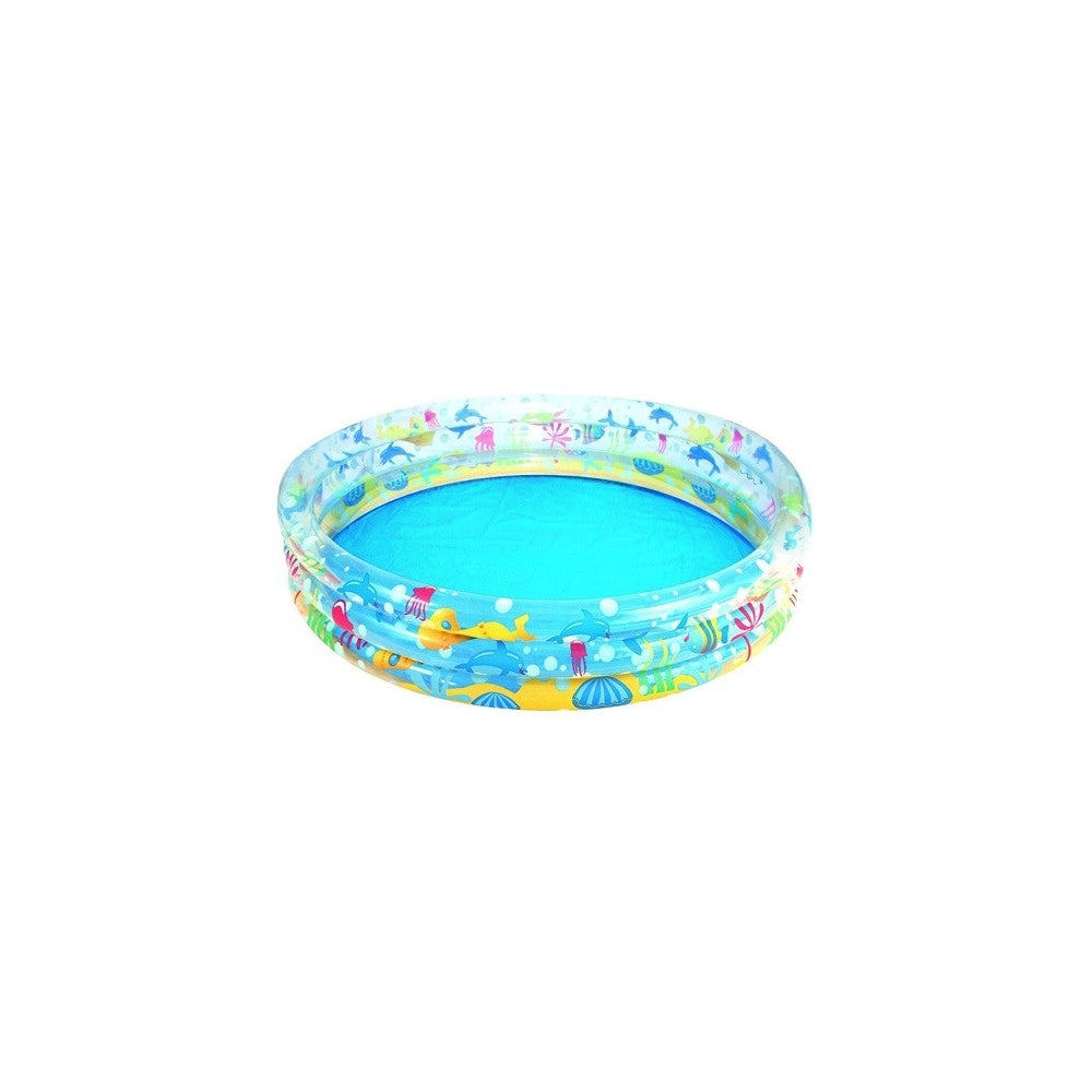 Trade Shop - Piscina Gonfiabile Acquario 3 Anelli 183 X 33 Cm Rotonda Giardino Fuori Terra -