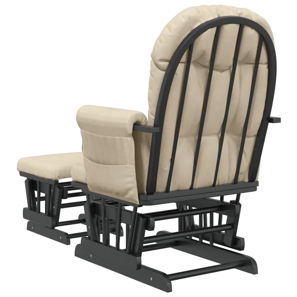 Poltrona | Sedia Relax Glider con Sgabello Bianco Crema in Tessuto