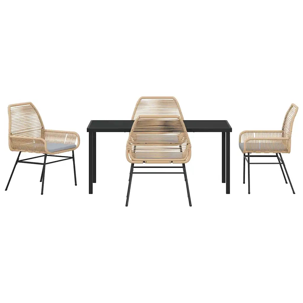 Set da Pranzo per Giardino con cuscino 5 pcs Marrone polyrattan 3380879