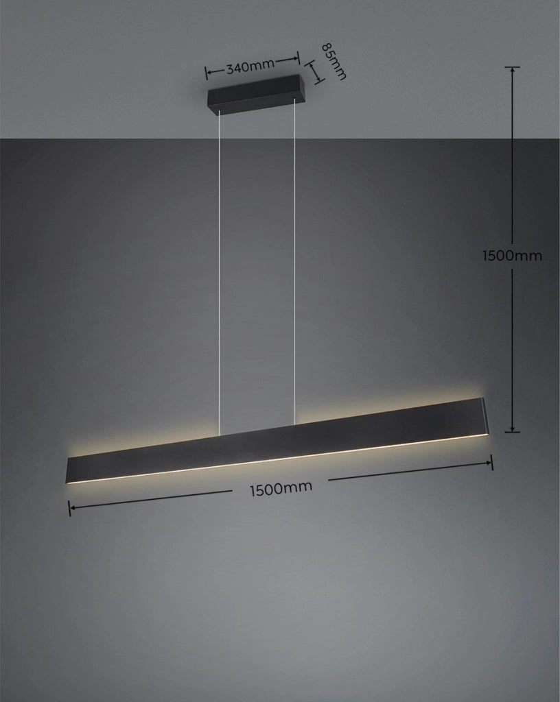 Lampada sospesa tavolo nera 150cm CCT LED35W Galway