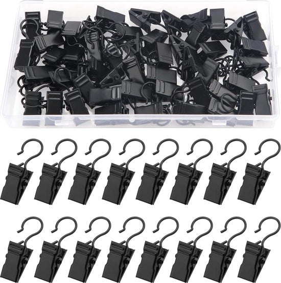 50 Pacchi di Clip per Tende in Metallo, Clip per Tende con Ganci, Clip per Tende, per Camera da Letto, Bagno, Decorazione Interna, Nero