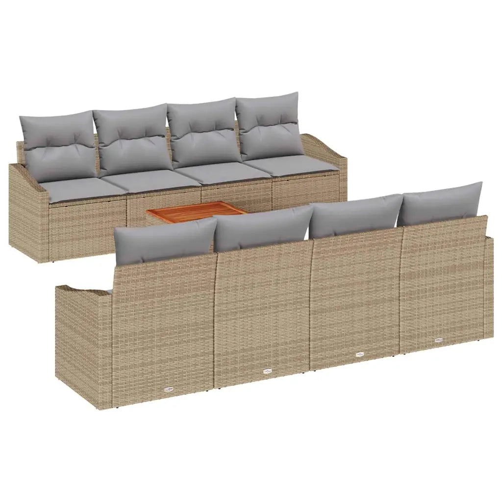 Set Divano da Giardino 9 pcs Beige e Grigio Chiaro polyrattan 3356474