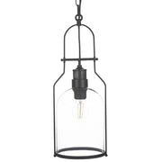 Lampada a sospensione in metallo Nero da 166 cm con montatura in vetro trasparente e paralume in stile retrò