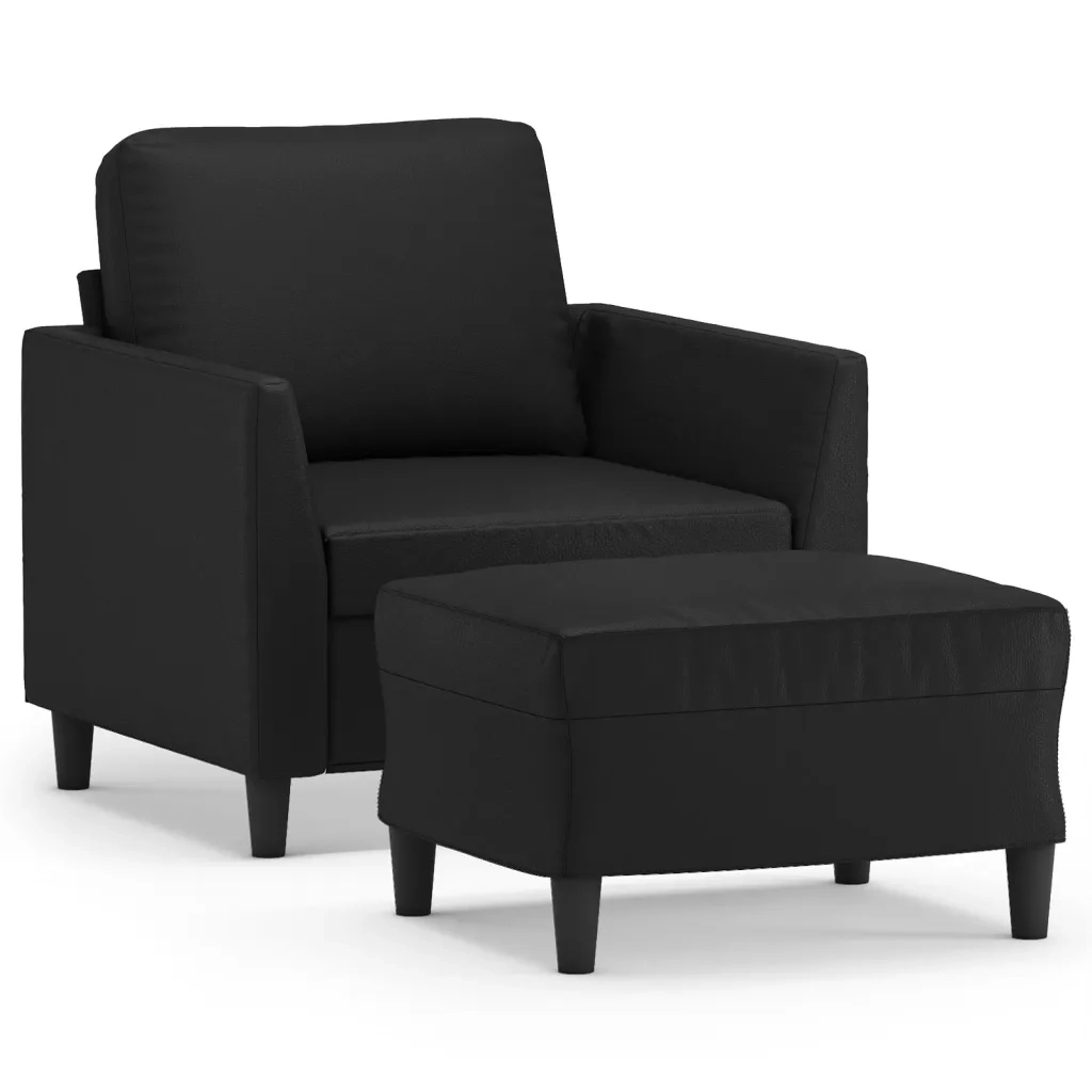 Poltrona | Sedia Relax con Poggiapiedi Nero 60 cm in Similpelle