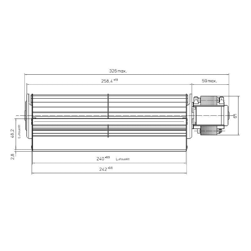 Ventola tangenziale EBM QLN65/2400 A33-3025LH Motore Destro