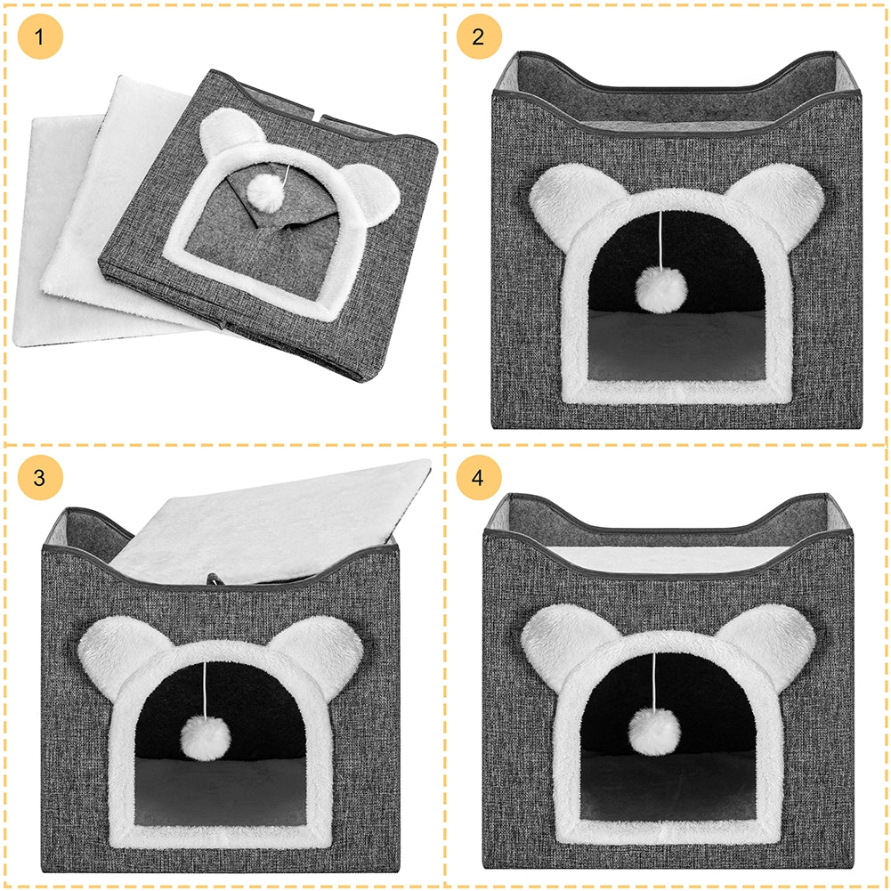 Cuccia Casa per Gatti Ingresso Arco Tiragraffi Casetta Animali Domestici 40x38cm