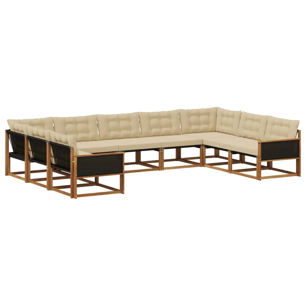 Set di divani da esterno con cuscino 9 pcs Naturale e Beige