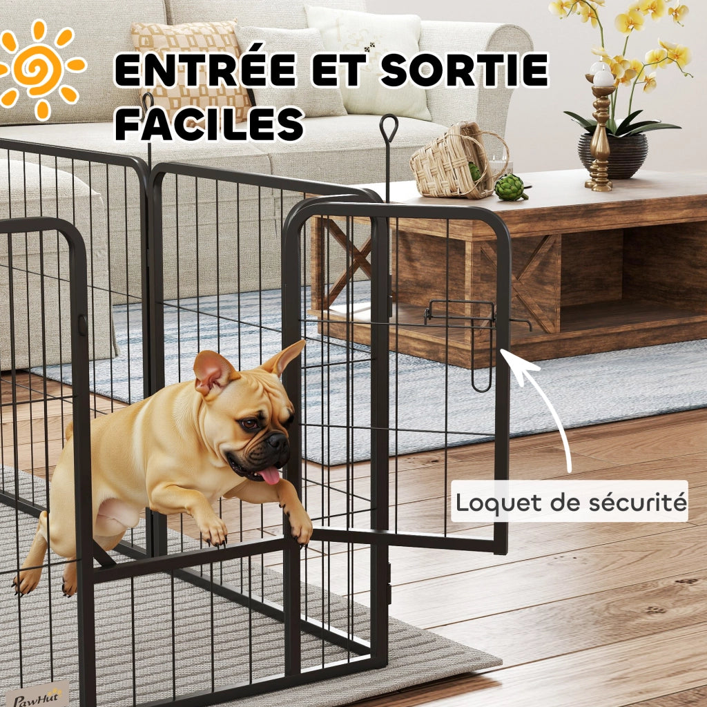 Recinto per Cani 8 Pannelli Modulabile Pieghevole ¨C zephmum ¨C Nero 60 cm