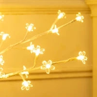 Albero illuminato con 120 LED, 3 livelli di luminosità, bianco caldo, corteccia realistica, 21x21x150 cm, Bianco