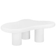 Tavolino da caffè con piano irregolare; per soggiorno; in MDF; 97×67×32 cm; bianco