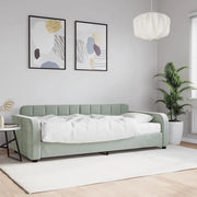 Divano Letto con Materasso Grigio Chiaro 90x190 cm in Velluto