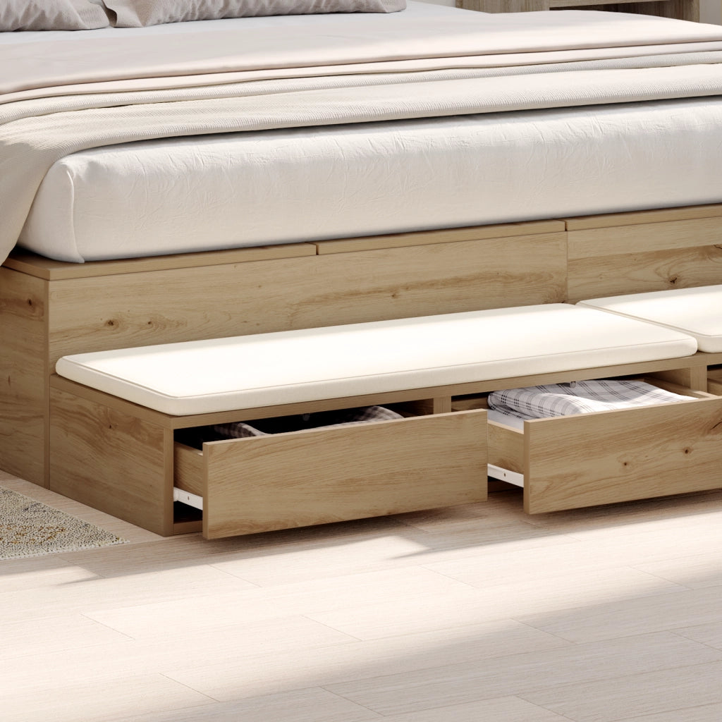 Cassetti per letto  Rovere artigianale 180x36,5x16,5 cm in legno ingegnerizzato