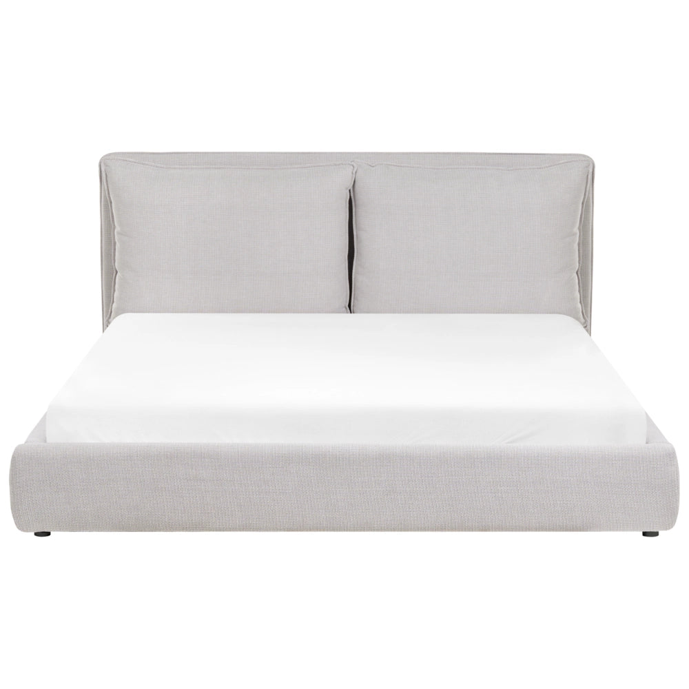 Letto matrimoniale bouclè grigio chiaro con testiera imbottita 180 x 200 cm camera da letto moderna