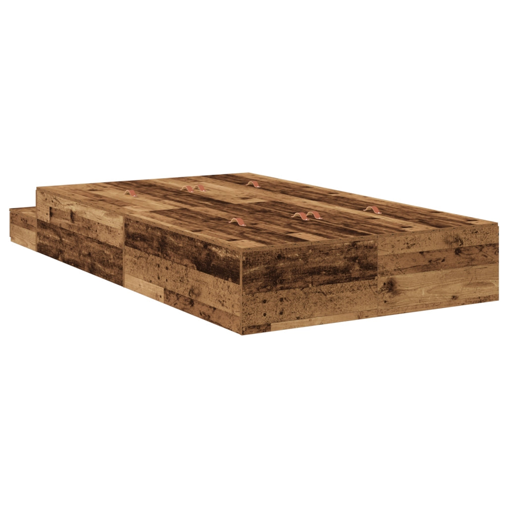 Struttura Letto con Contenitore in Legno Invecchiato 120x190 cm