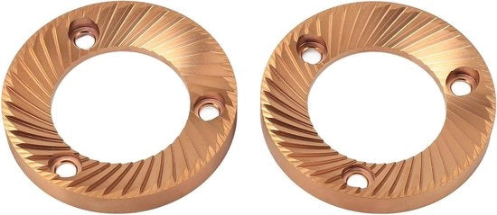 Due pezzi di macina caffè piatto con rivestimento di nitride di carbonio, alta uniformità 64mm - piatto di macina per DF64 DF64P DF64E DF64V E5P E6P E37J - inclusa procedura di montaggio in HTML.