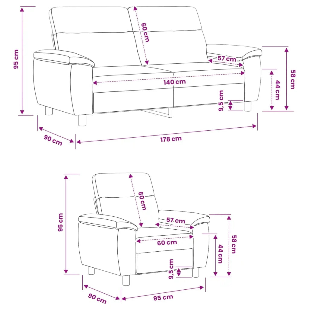 Set di divani 2 pcs Marrone Tessuto 3430611