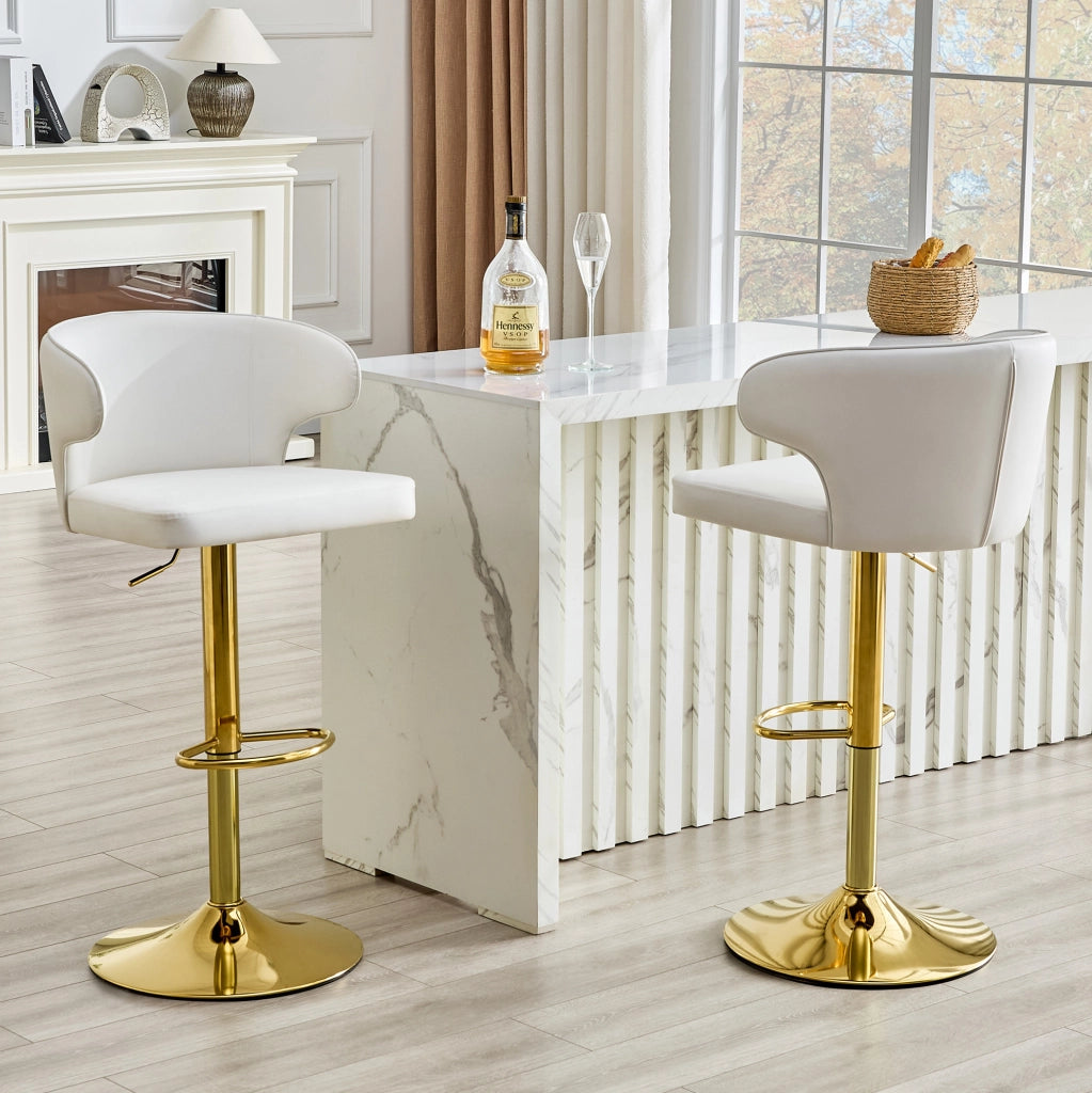 Sgabello da bar 85-110 cm bianco in PU, altezza regolabile e girevole