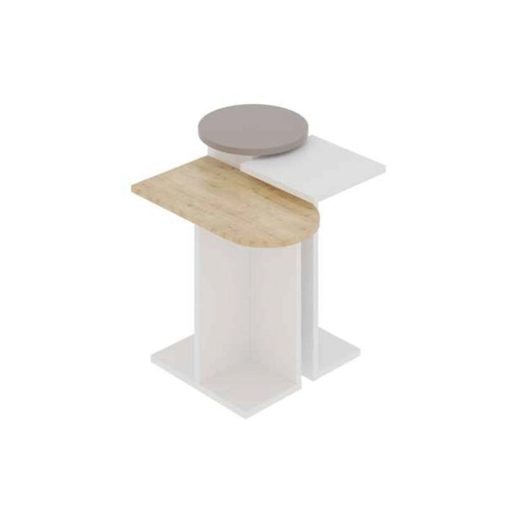 Tris tavolino da salotto Mund colore bianco rovere tortora