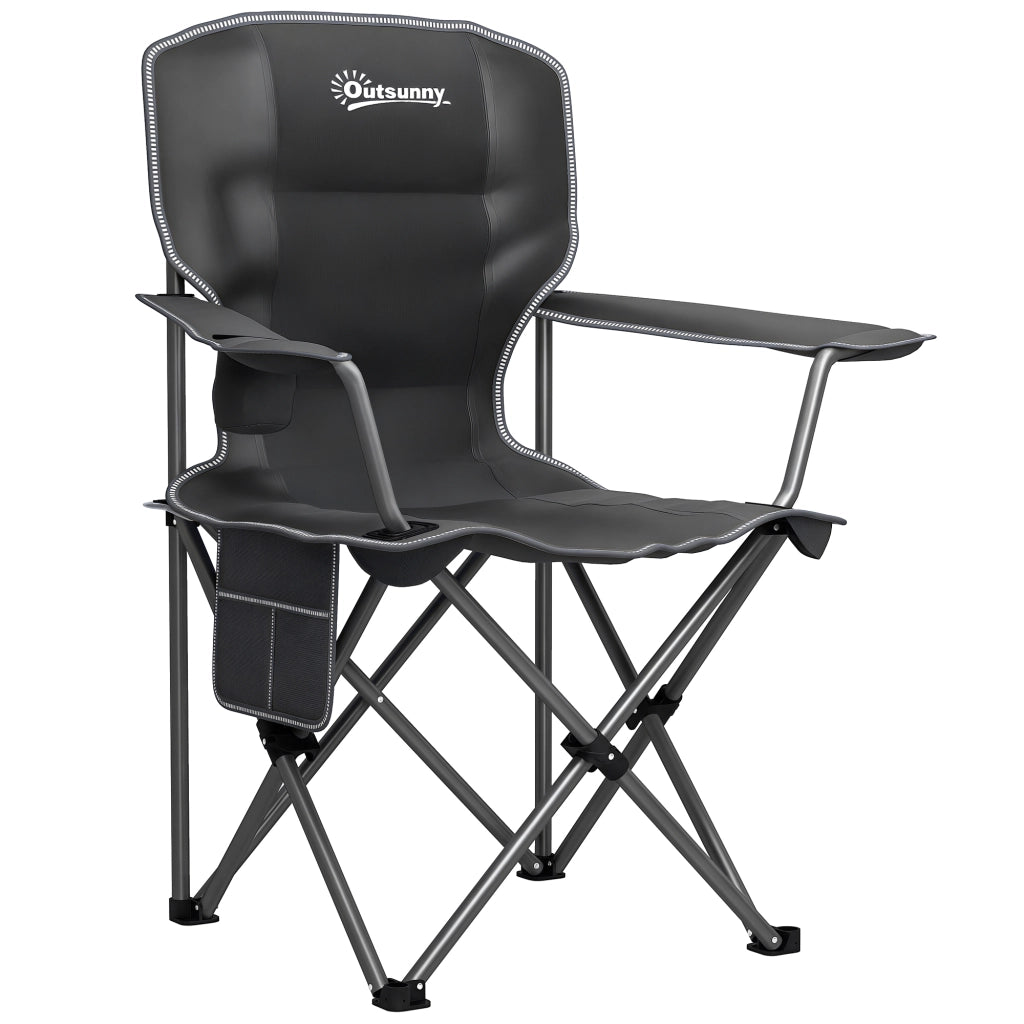 Sedia da campeggio pieghevole ¨C zephmum ¨C nero con porta bicchieri e tasche laterali