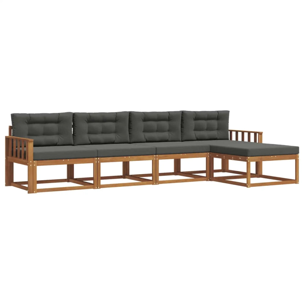 Set di divani da esterno con cuscino 5 pcs Naturale e Antracite