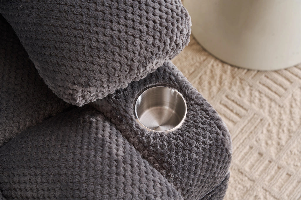 Poltrona relax elettrica con massaggio e riscaldamento in flanella grigia 91×91×106.5 cm