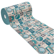 Tappeto Cucina Assorbente Bordato Antiscivolo Frutta e Verdura Passatoia Lavabile 52x80 Cm Blu