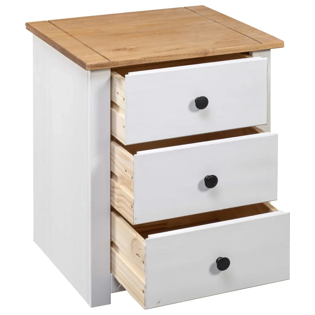 Comodino Bianco 46x40x57 cm in Legno di Pino Panama Range 282654