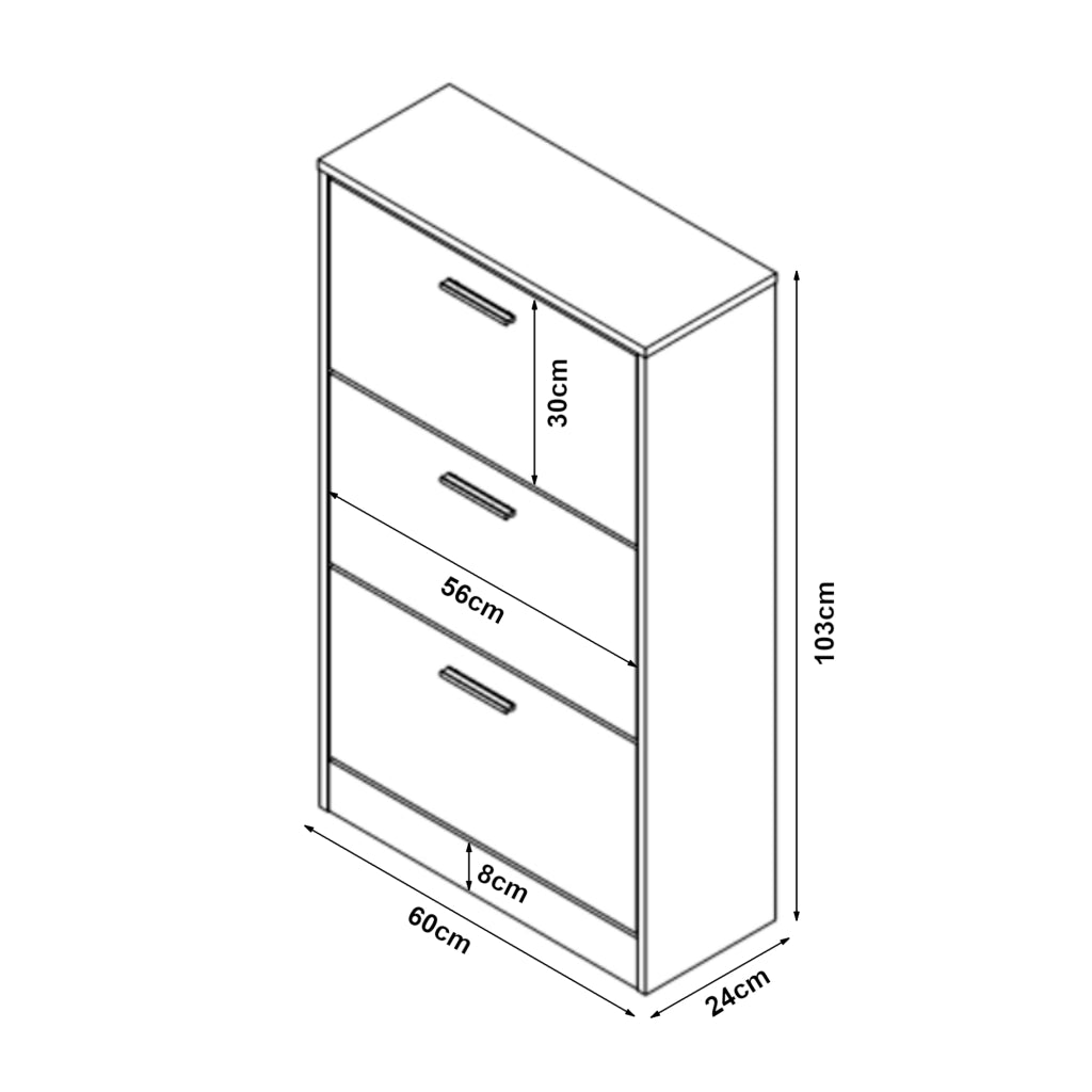 Scarpiera Sykkylven con 3 Contenitori Ribaltabili - Effetto Rovere Sonoma [en.casa]