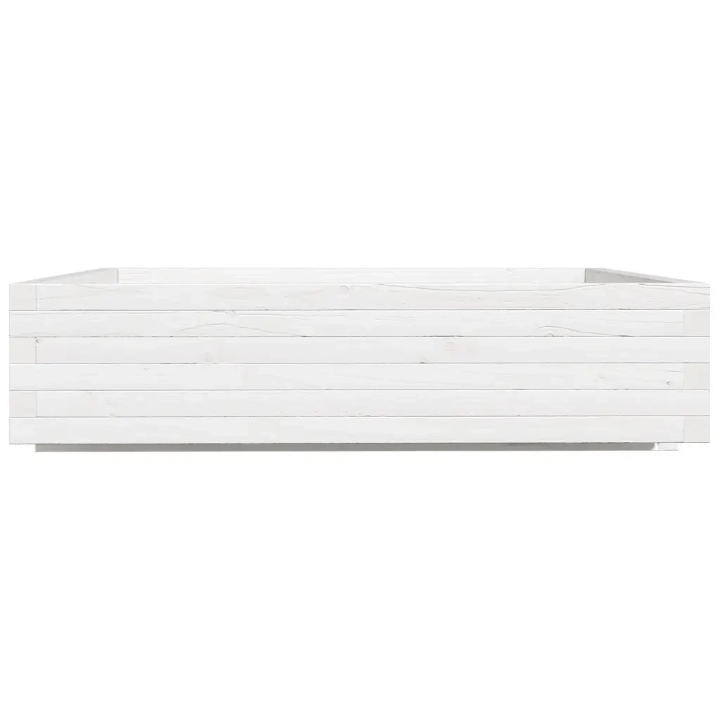 Fioriera da Giardino-Vaso da Esterno Bianca 100x100x26,5cm Legno Massello Pino
