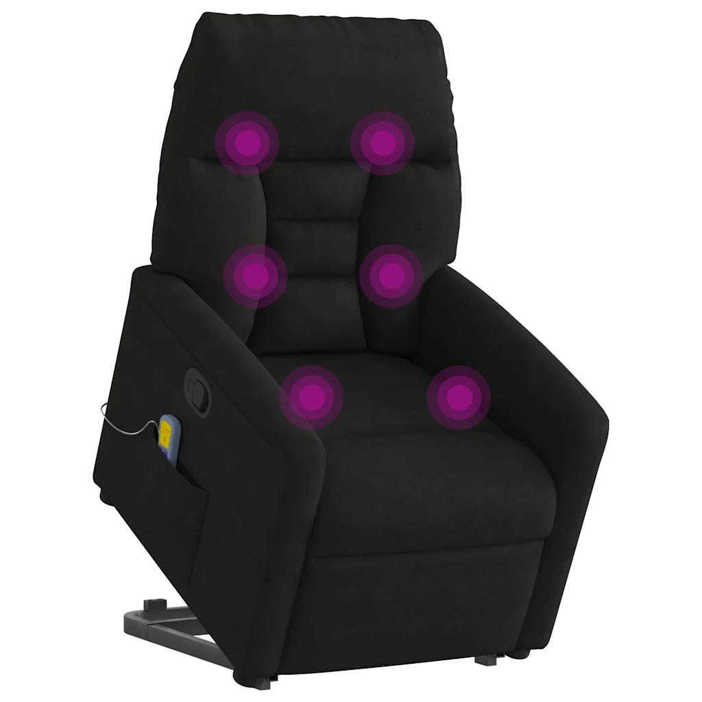 Poltrona Alzapersona Reclinante Massaggiante | Sedia Relax Nera Microfibra