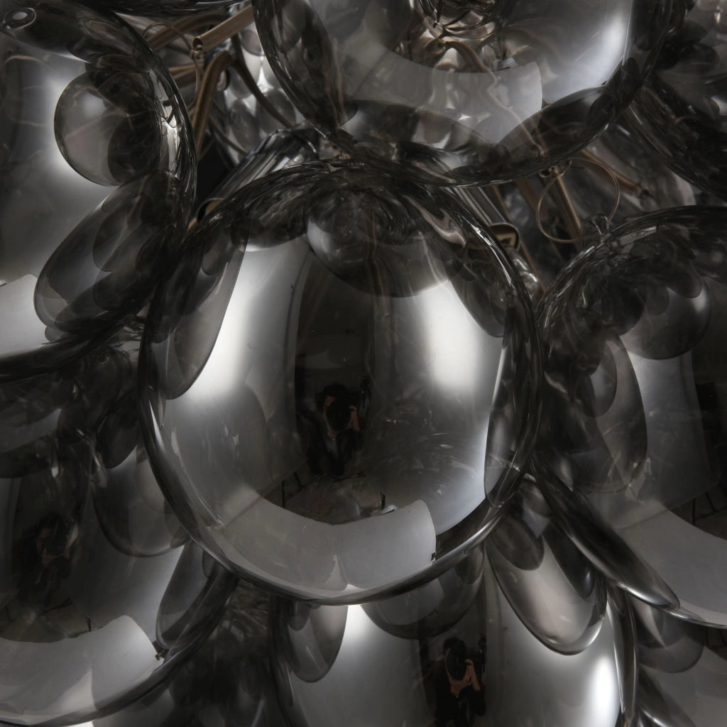 Maytoni Lampadario contemporaneo Baldo 8 luci G9 nichel metallo diffusore vetro fumè