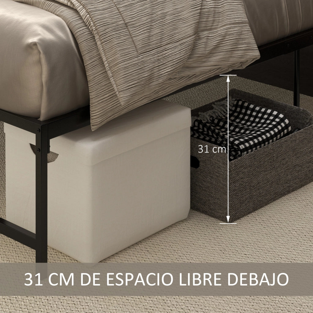 Giroletto matrimoniale con contenitore ¨C Xylo ¨C nero metallo 135x190 cm gambe 35 cm