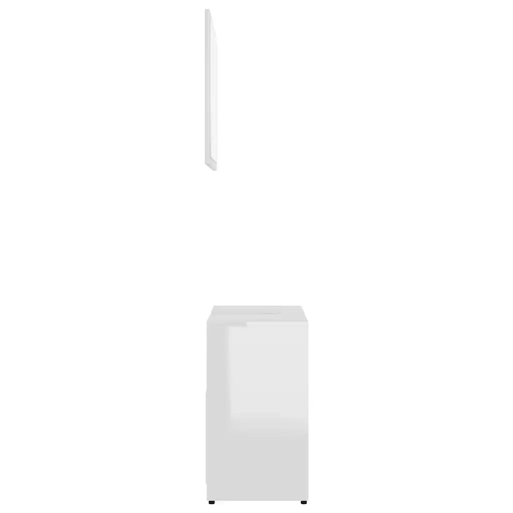 Set Mobili da Bagno | Armadio da bagno Bianco Lucido in Legno Multistrato