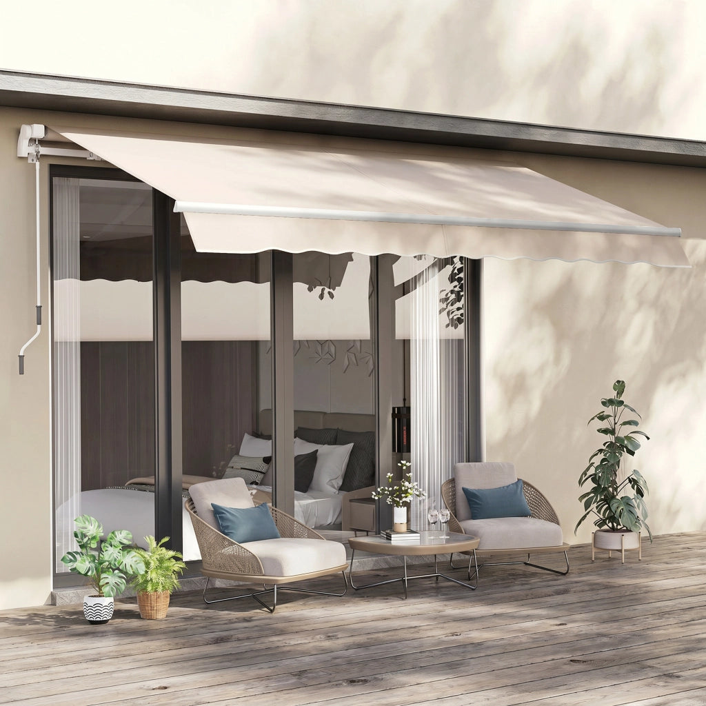 Tenda da Sole a Bracci per Esterno con Manovella ¨C zephmum ¨C 3x2.5m Beige Poliestere Metallo