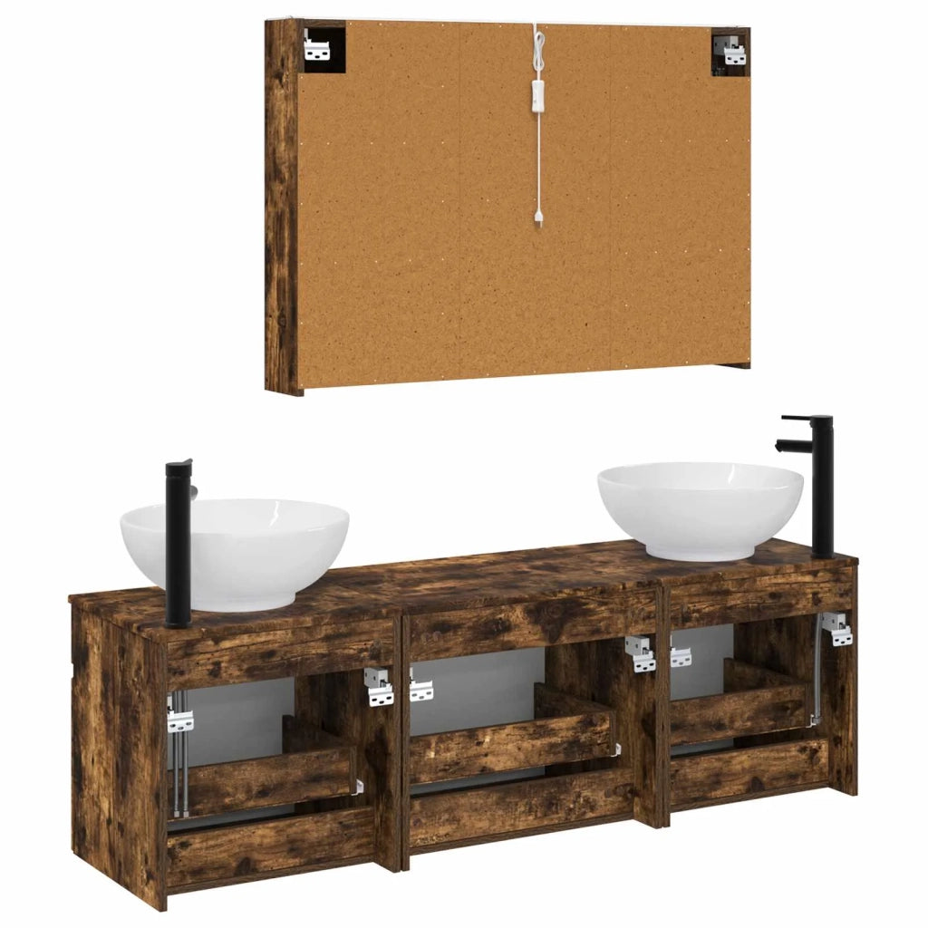 Set di Armadi da Bagno 4 pcs Rovere Fumo 103,5 x 15,5 x 70 cm 3406627