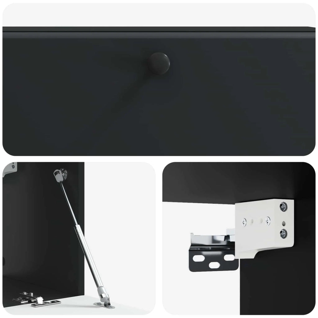 Mobile Porta TV da Muro-Credenza per TV sospesa 98 x 31 x 30 cm Nero