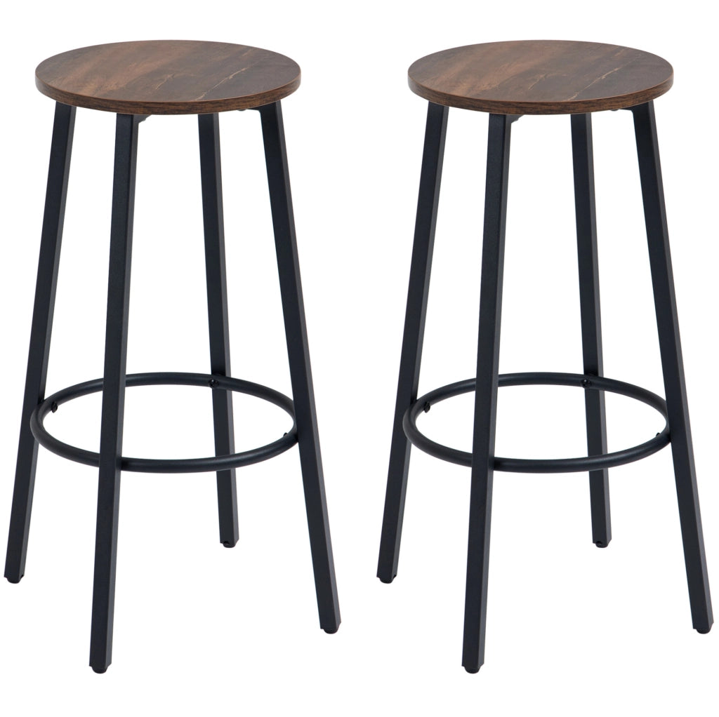Set di 2 sgabelli da bar 42x42x65 cm con poggiapiedi; in compensato; marrone