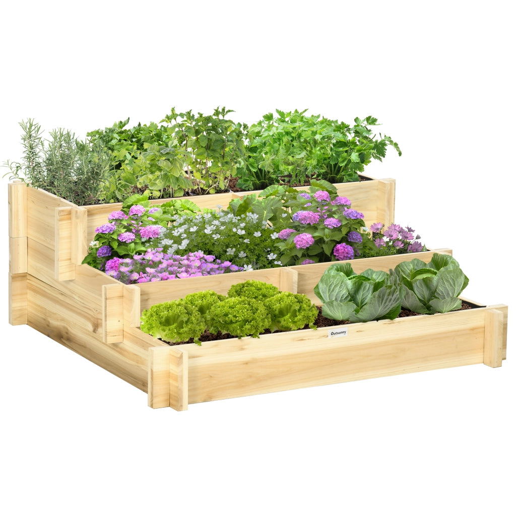 Fioriera 3 livelli con scala ¨C zephmum ¨C 93x93x35 cm naturale